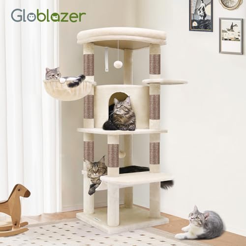 Corner Stable Cat Tree Tower with Scratching Post (51inch / Beige)