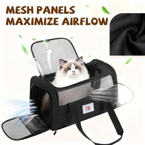 Large Soft Cat Carrier Up to 28 Lbs (Black / 13.0"L x 13.0"W x 20.0"H)