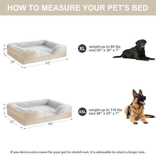 Washable Orthopedic Dog Bed (Beige / 36"L x 27"W x 6.5"Th)