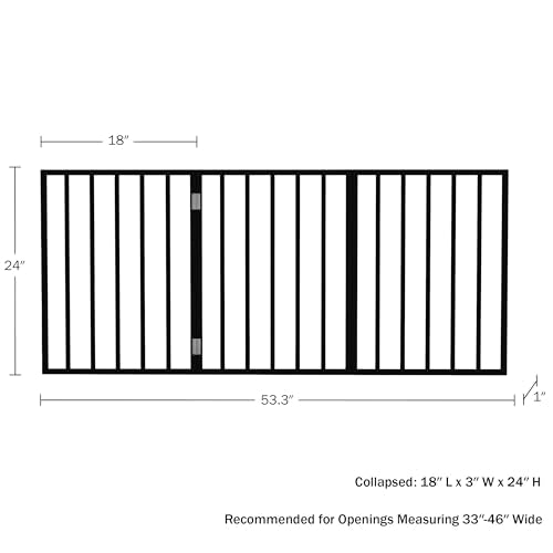 Pet Gate - 3-Panel Indoor Foldable Dog Fence for Stairs, Hallways, or Doorways - 54x24-Inch Wood Freestanding Dog Gates by PETMAKER (Black) (Black / 3 Panel)