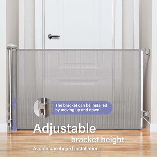 Retractable Baby Gates for Stairs & Doorways (C-grey / 34" Tall x 54" Wide)