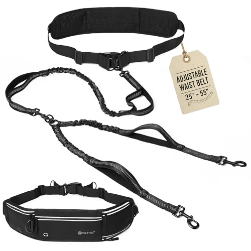 Hands Free Dog Leash for 2 Dogs Up to 250 lb (Black / Two Dogs)