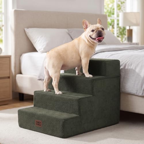 Dog Stairs for Bed 18" H (Military Green / Extra Wide 16.5" x 28" x 18")