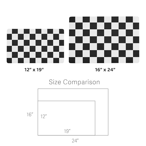 Checkered Dog Feeding Mat (24"L x 16"W / Black)