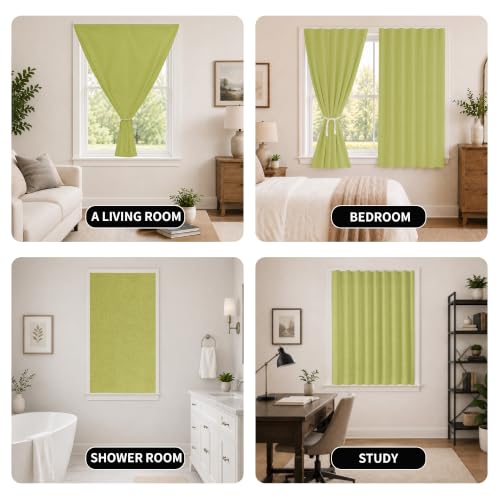 Adhesive Blackout Curtains (Fruit Green / 35"W x 72"H)
