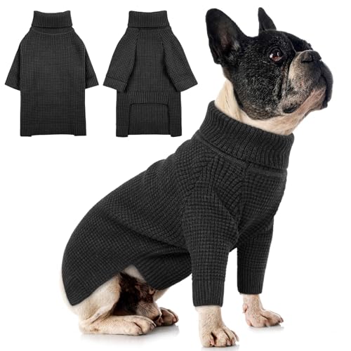Dog Sweater Turtleneck Long Sleeve Dog Sweaters for Medium Dogs (Charcoal Gray / Medium)