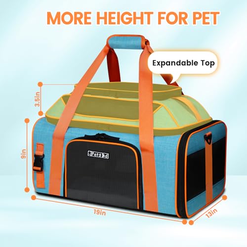 Top Expandable Pet Carrier with Wheels Airline Approved (Blue and Wheeled)