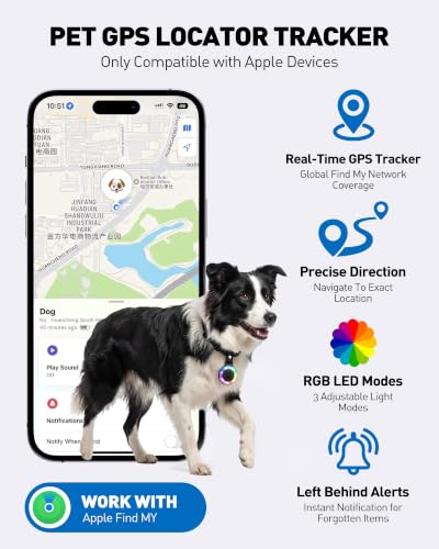 Pet Tracker for Dogs Cats (Black)