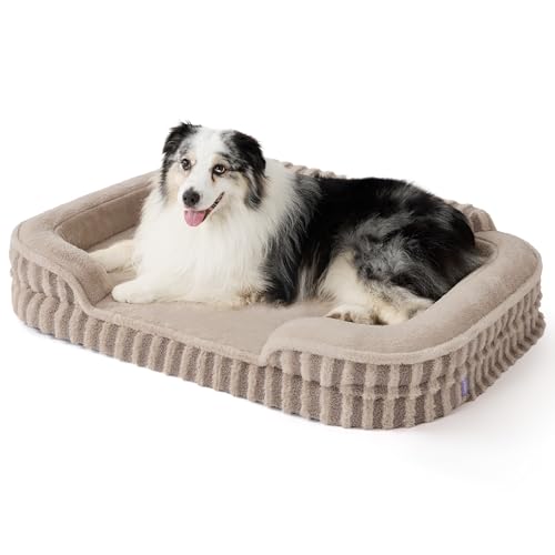 Cute Cozy High Back Orthopedic XL Dog Bed with Sides (42.0"l X 30.0"w X 7.0"th / Hazel)