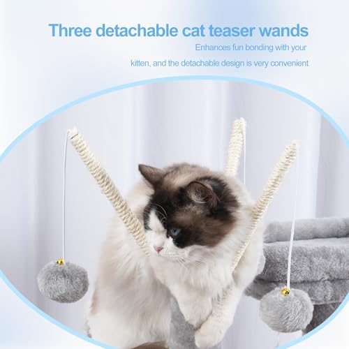Cat Tree Tower with Removable Toys (41.3 Inches / Light Gray)