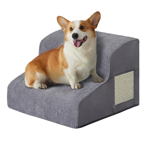 Dog Stairs for Small Dogs 11.8" H (Grey / 2-Step 11.8"H)