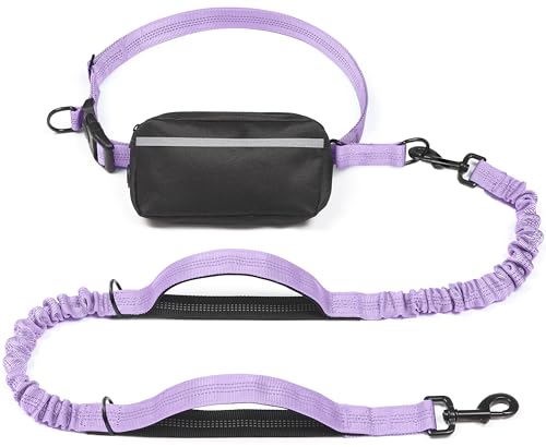Hands Free Dog Leash with Zipper Pouch (Lavender / Medium)