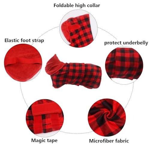 Dog Drying Coat (Large / Red Black Grid)