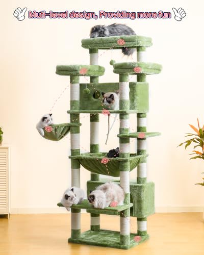 Cat Tree 74" Tower for Large Cats (74 inch / Green)