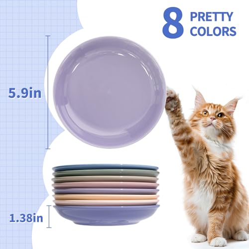 8 Pack] Ceramic Cat Food Bowl (8 color)