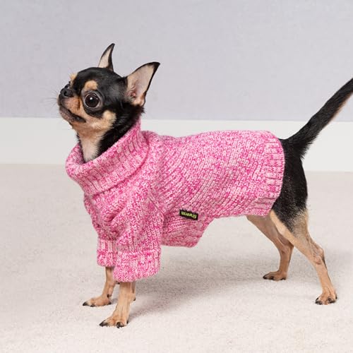 Knitted Turtleneck Dog Sweater (X-Small / Heather Pink)