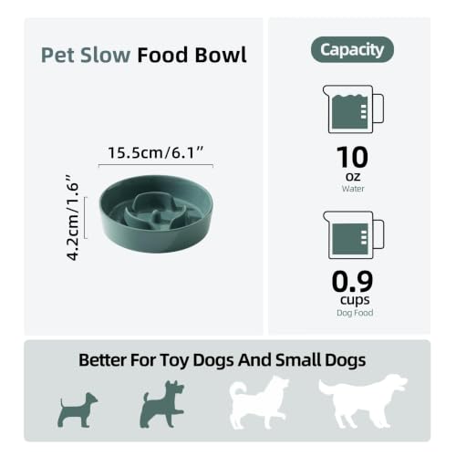 Ceramic Slow Feeder Dog Bowls (Dark Green)