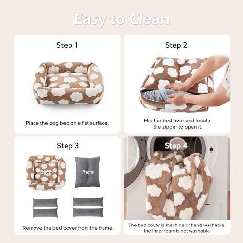 XL Dog Beds Large Sized Dog (Cozy Clouds Brown / XL (42"x36"x9"))