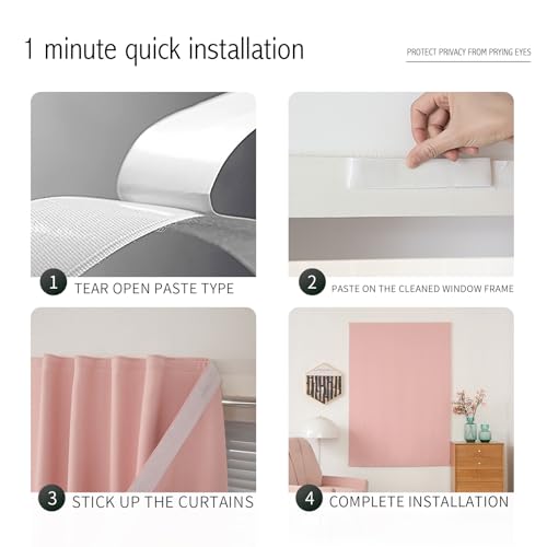 Self Adhesive Curtains (59"W x 96"L (Pack of 1) / Pink)