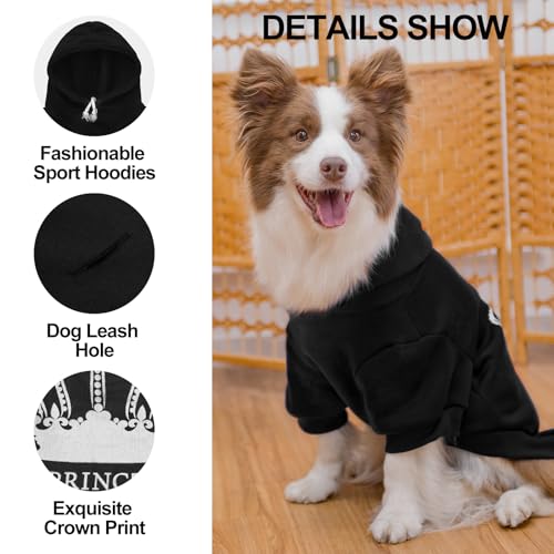 Prince Dog Hoodie for Boy (L (Back: 20",Chest: 28", Neck: 21") / Black(Prince))