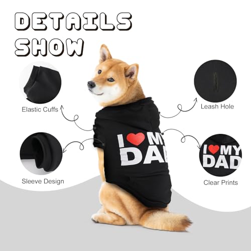 Dog Basic Hoodie Soft Dog Clothes Cold Weather Sweaters for Medium Large Dogs Cozy Fabric Warm Sweatshirt with Leash Hole for Boys (I LOVE MY DAD / XXL (Back: 30.71",Chest:37", 55-80lbs))