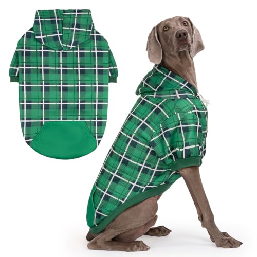 Plaid Dog Hoodie (Large / Green)