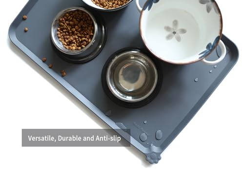Large Silicone Pet Feeding Tray (24" x 16" / Gray)