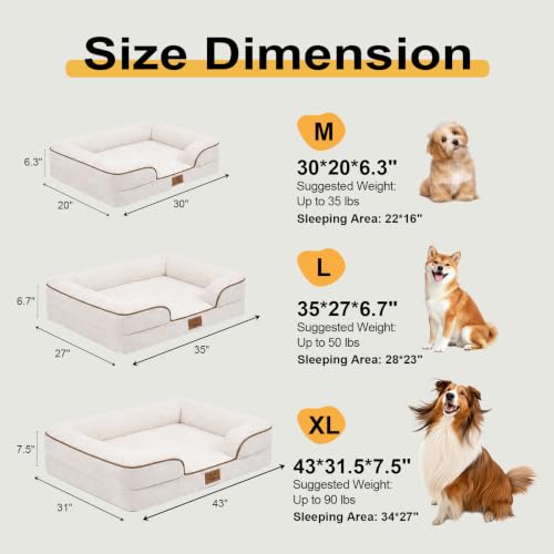 Orthopedic Extra Large Dog Bed (Beige / 44.0" L x 31.5" W x 7.5" Th)