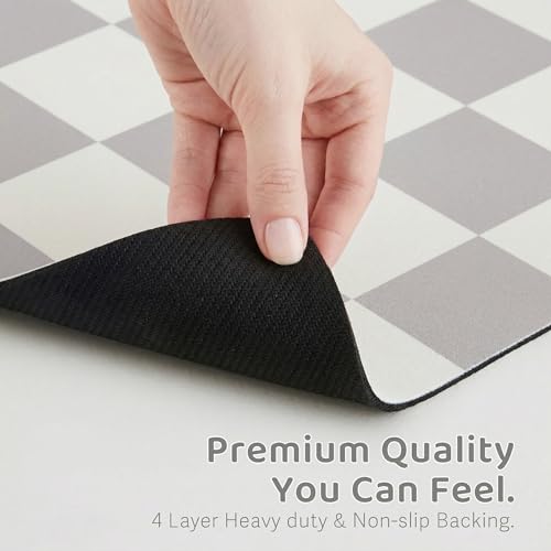 Checkered Dog Feeding Mat (19"L x 12"W / Grey)
