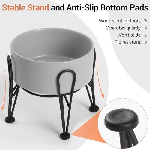 Elevated Dog Bowls (Gray / 7.6 Cups | 2 Pack | For Large Dogs)