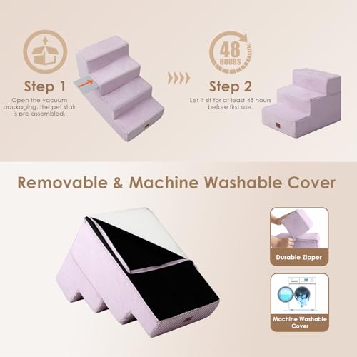 Dog Stairs for Small Dogs 13.5" H (Lilac / Standard 15" x 18" x 13.5")