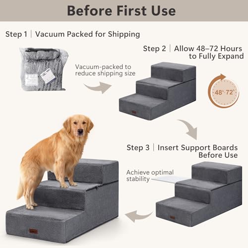 Dog Stairs for Large Dogs 18" H (Grey)