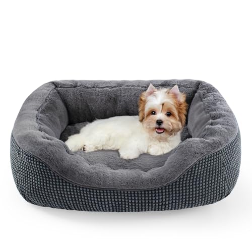 Dog Beds for Small Medium Dogs Washable (S PLUS (25"x21"x7") / Dark Grey)