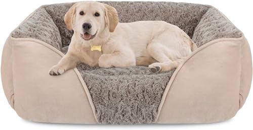Large Rectangle Orthopedic Dog Bed for Medium Small Dogs (L(30"x 24"x 9") / Beige)