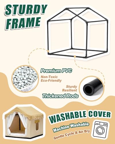 Boho Dog House Indoor (L (25"×25"×25") / Beige)