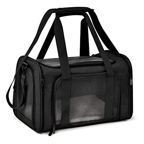 Cat Carriers Dog Carrier Pet Carrier for Small (17.0"L x 11.0"W x 11.0"H / Black)