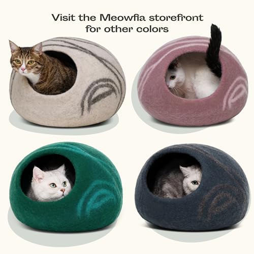 Cat Cave Merino Wool Bed for Indoor Cats (Ivory Rainbow / Large)