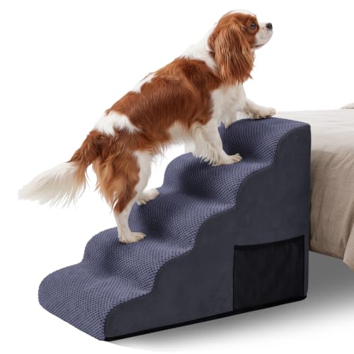 High Density Foam Dog Steps 5 Tiers (Blue / 33.1*15.7*22.5)