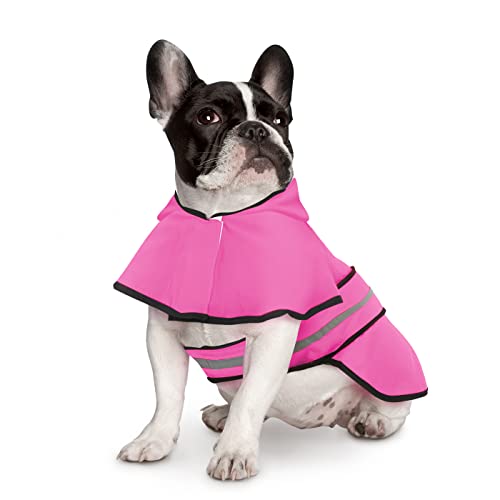 Dog Raincoat with Hood & Leash Hole S (Medium / Pink)