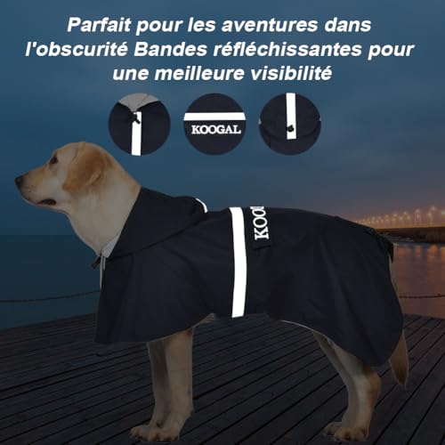 Dog Raincoat Waterproof Hooded (Navy Blue / 5XL-Fit for 77 to 99 pounds)