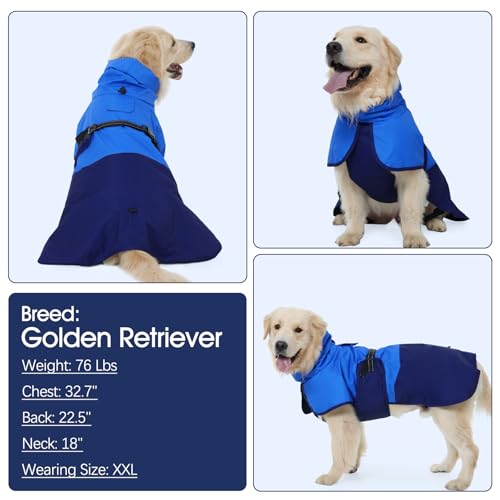 Dog Raincoat Waterproof Rain Jacket with Hood (S(Back Length11.8"") / Blue)