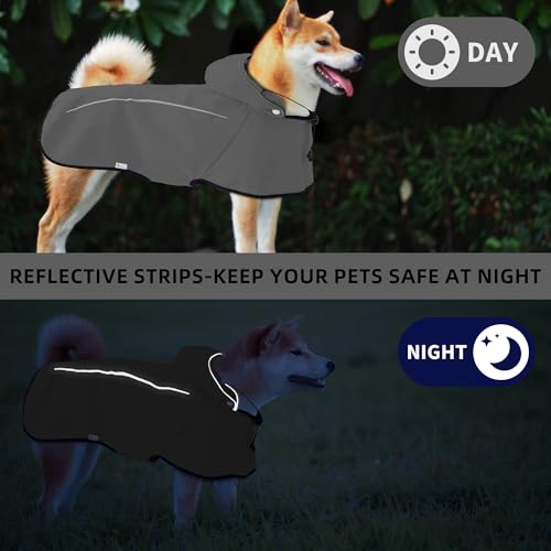 Dog Raincoat Adjustable Waterproof Pet Rain Jacket (Gray / Large)