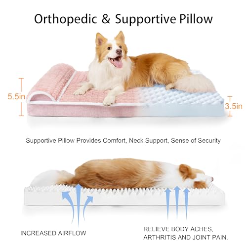 Orthopedic Medium Dog Bed Pillow Pet Sofa Bed 30''X20'' Pink (Pink / 30"L x 20"W x 3.5"Th)