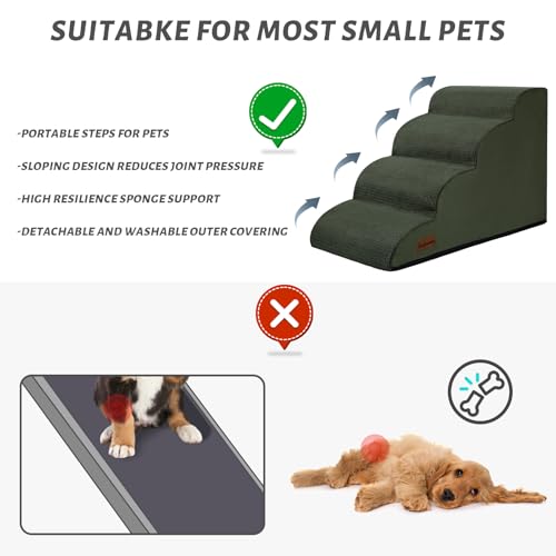 Dog Steps for Bed or Couch (Green / Standard 4-Step 17.4"H)