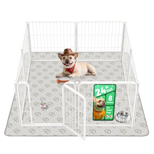 Homeplus Indoor Dog Playpen with Washable Pee Pad (White / 24"H)