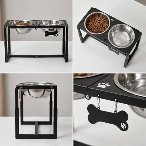 Metal Elevated Dog Bowls (8.8-14" | L/XL Dogs | 2×111oz Bowls)