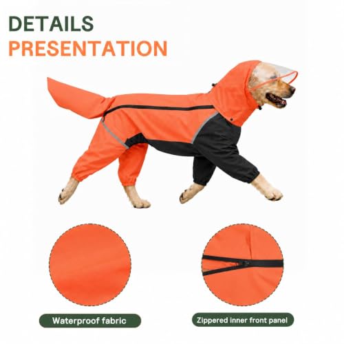 Full Body Dog Raincoat with Detachable Hood (Orange / Medium)
