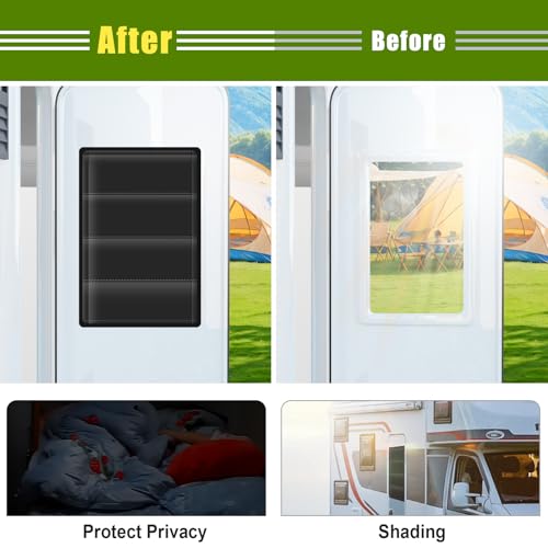 RV Door Window Shade Cover (Black / 1 Pack (25"L x 16"W))