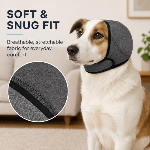 Dog Ear Muffs for Noise Protection (Grey / Large)