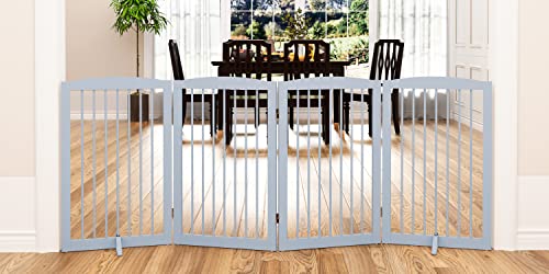 Freestanding Pet Gate for Dogs (32" Height-4 Panel / Gray)
